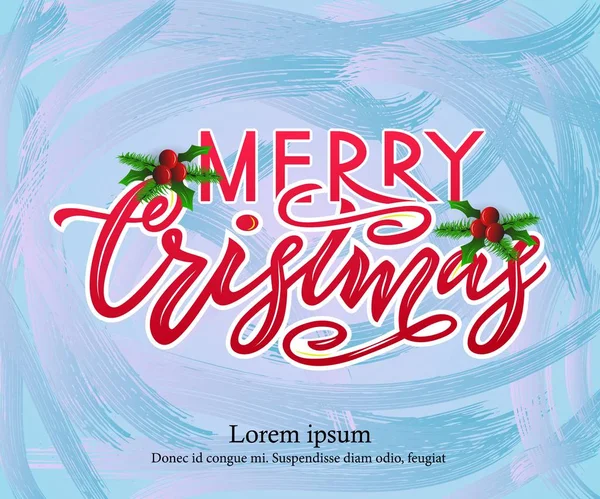 Merry Chirstmas, modern hat üzerinde mavi arka plan yazı. Vektör çizim