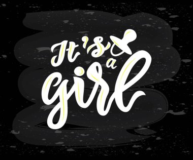 linscription ifade onun pembe meme emzik kara tahta üzerinde bir kızla