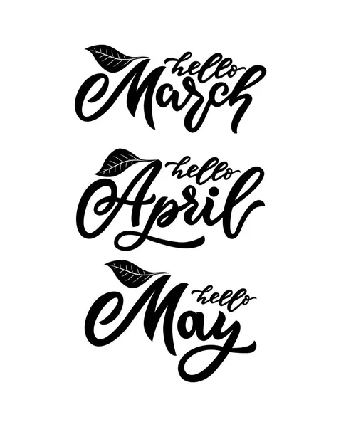 Bonjour Mai Avril Mai Texte Lettrage Manuscrit Expression Isolée Comme — Image vectorielle