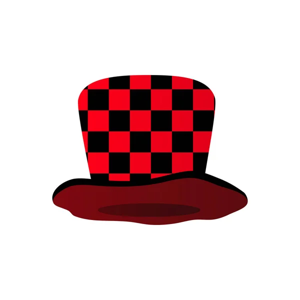 Αστείο καπέλο καρώ κόκκινο μαύρο μεταμφίεση. Απομονωμένο αντικείμενο. Διάνυσμα — Διανυσματικό Αρχείο