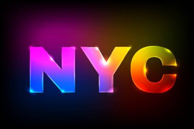 Neon Nyc New York şehri. Vektör çizim. İşaret, sembol, etiket, etiket, afiş, poster, arka plan parlak parlayan Eps10 mektuplar