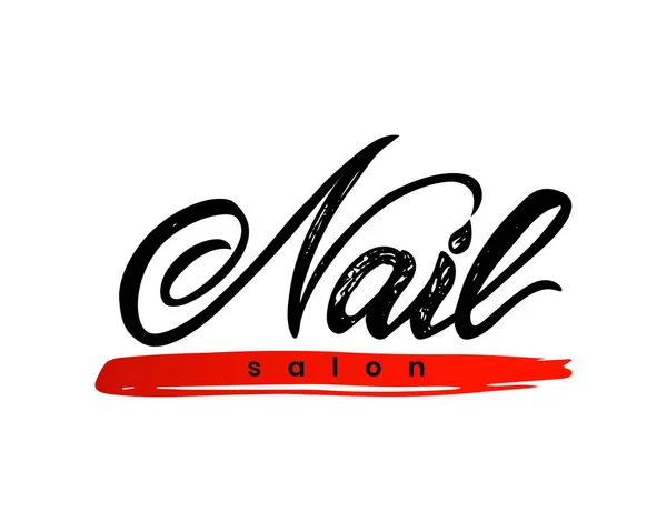 Hand lettering Nail studio. Spot of nail polish. Isolated. Vector — Stock Vector