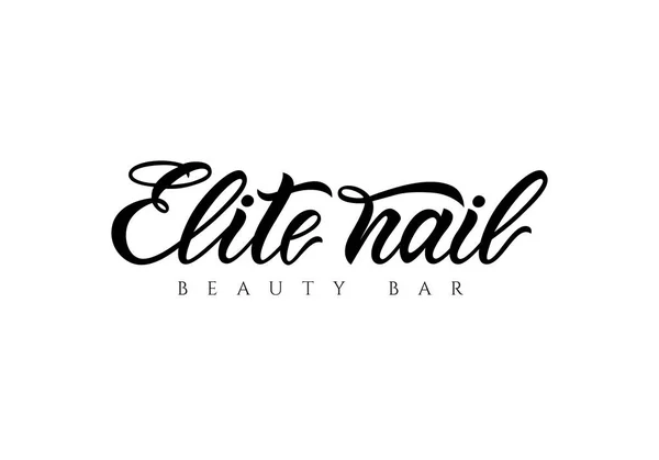 Ręka, napis Elite nail beauty bar. Wektor logo. Nowoczesnej kaligrafii. — Wektor stockowy