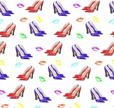 renkli Ayakkabı dudaklar Dikişsiz desen