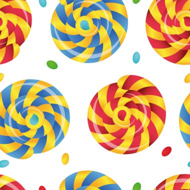 Dikişsiz desen çeşitli renk lolipop. Vektör çizim.