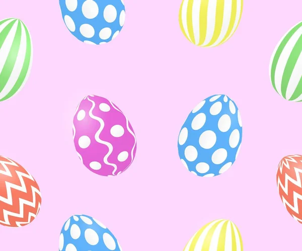 Seamless spring pattern with cute easter eggs pink background. Vector — Stock Vector