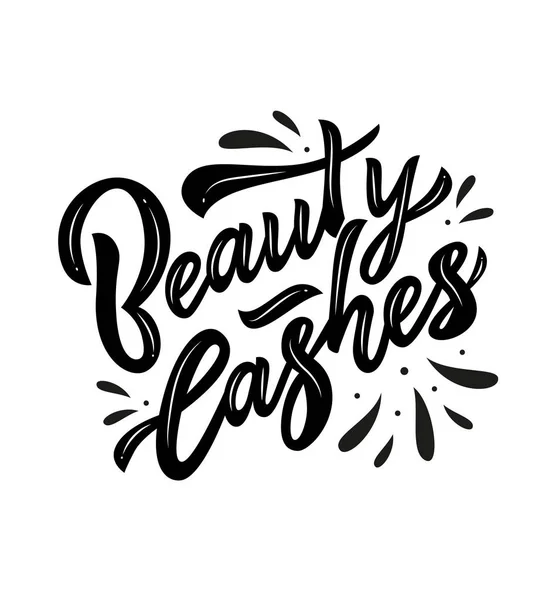 Beauty lashes hand calligraphy lettering. Vector — Stock Vector