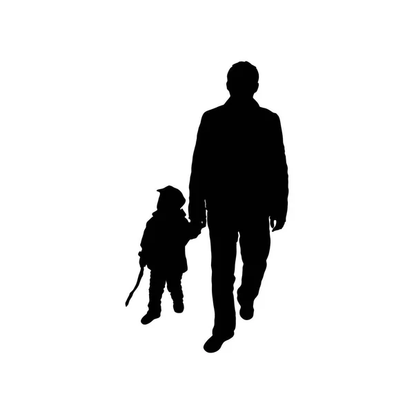 Silhouette de papa et bébé fils. Vecteur — Image vectorielle