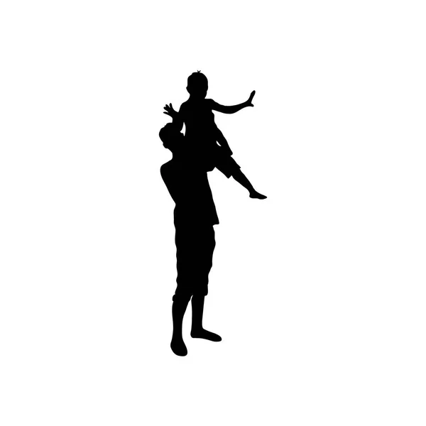 Silhouette de papa et bébé fils. Vecteur — Image vectorielle