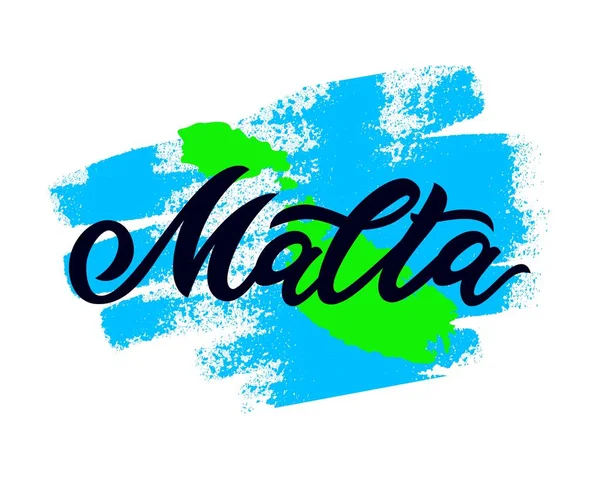 Hand lettering modern calligraphy Malta word — Stock Vector