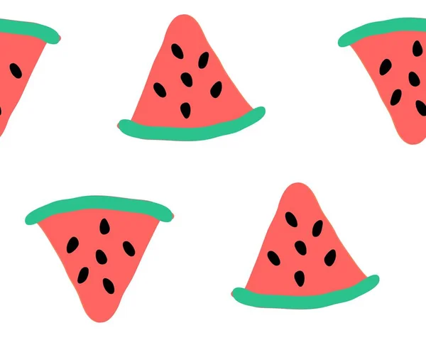 Sömlös sommar mönster med vattenmelon skivor. Vektor illustration — Stock vektor