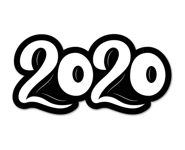 Año Nuevo 2020. Números negros. Letras de mano. Ilustración vectorial . — Vector de stock