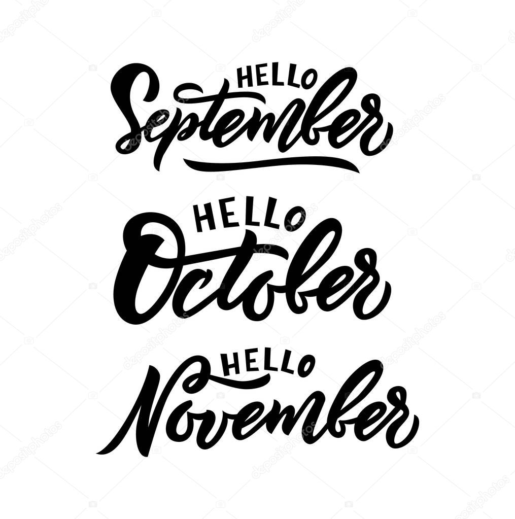 Phrases hello September, October, November. Vector