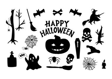 Cadılar Bayramı ikonları. Vektör illüstrasyonu