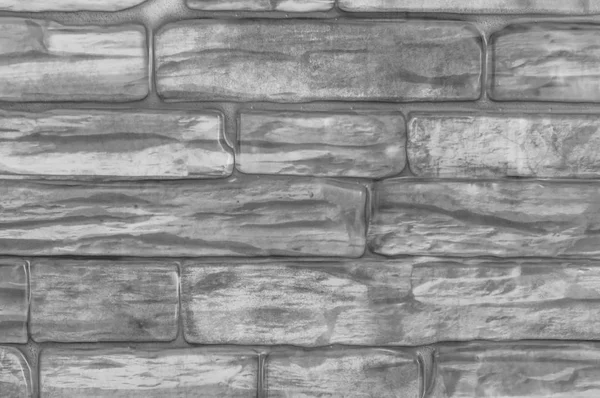 The brick wall of the house is black and white. Close-up.