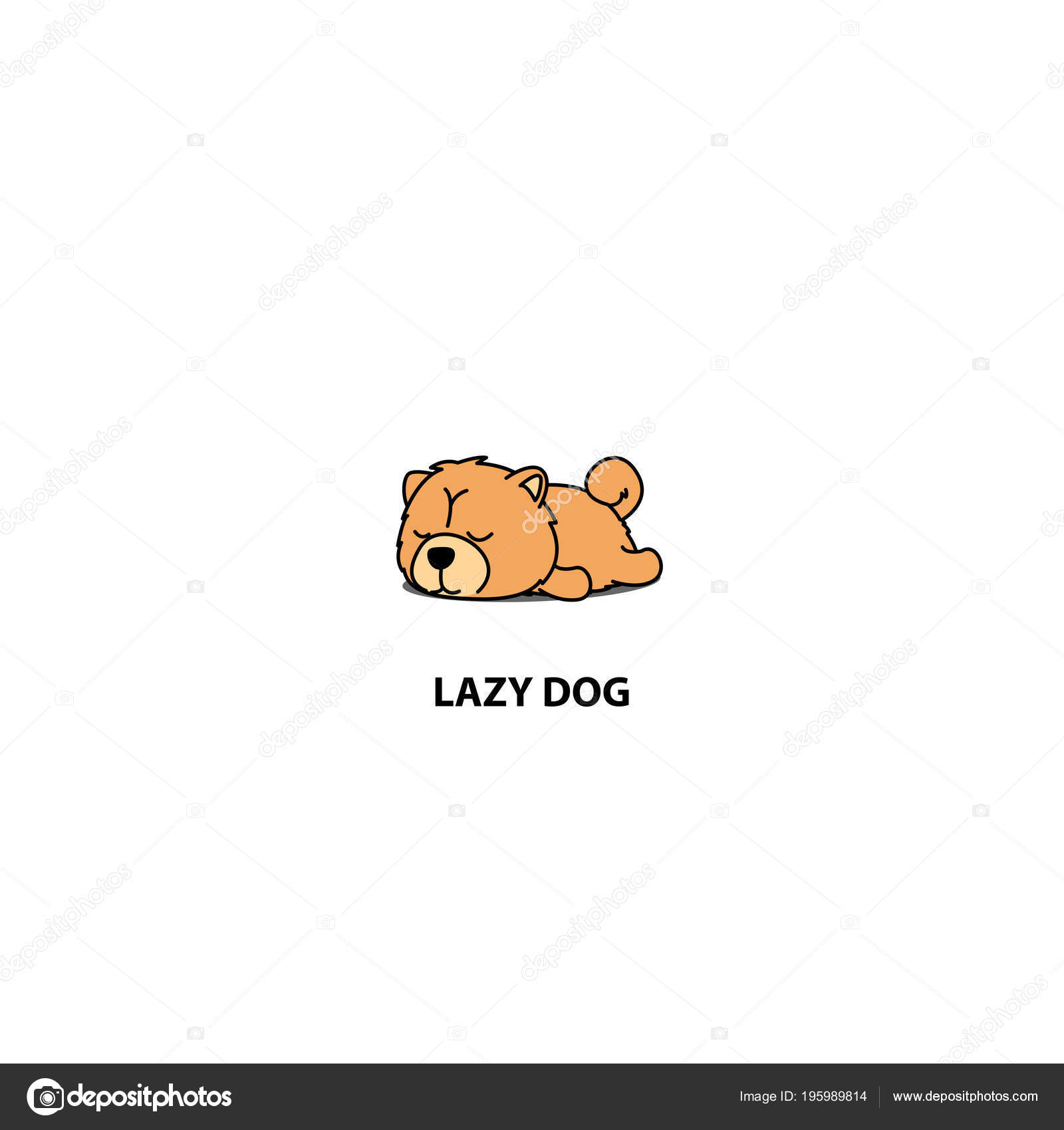 Lazy Dog Cute Chow Chow Puppy Sleeping Icon Logo Design Stock