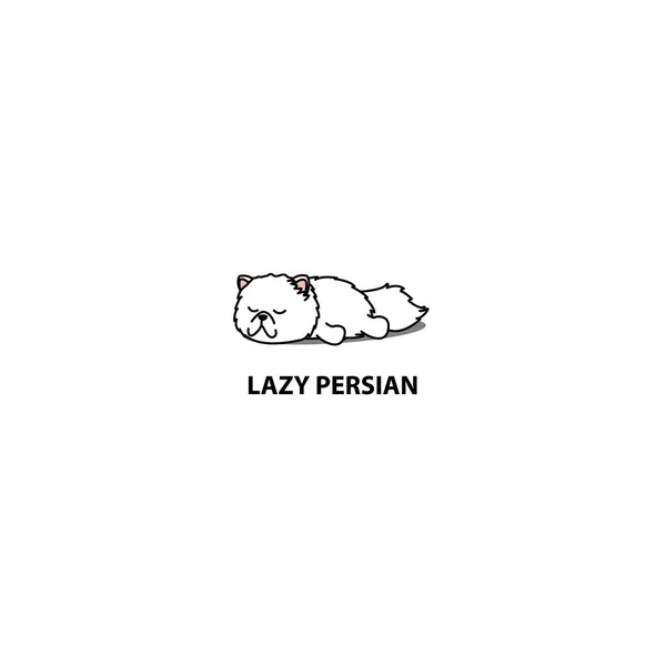 Gato Preguiçoso Ícone Adormecido Persa Bonito Design Logotipo Ilustração Vetorial — Vetor de Stock