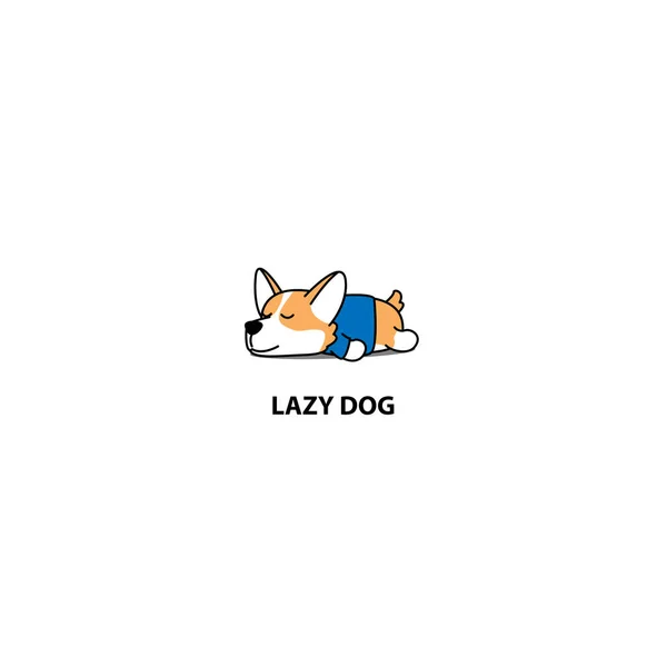 Lazy Dog Cute Corgi Puppy Wearing Clothes Sleeping Icon Logo — Stock Vector