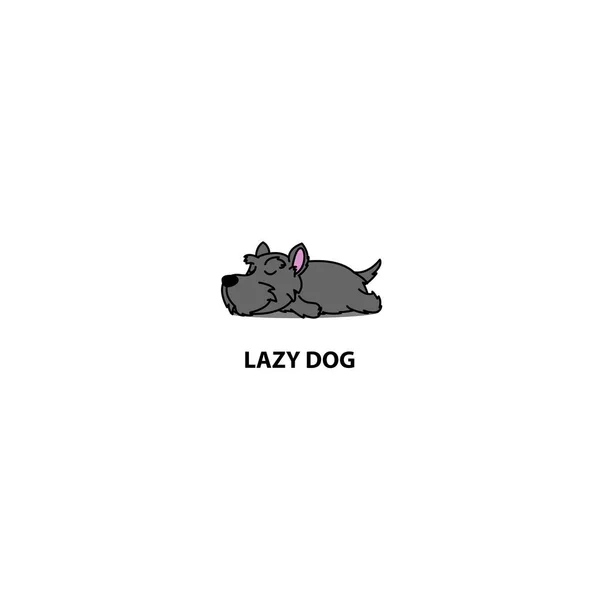 Perro Perezoso Lindo Perro Terrier Escocés Durmiendo Icono Logotipo Diseño — Vector de stock