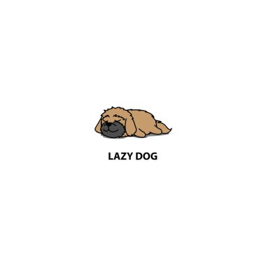 Tembel köpek, uyku simgesi, logo tasarımı, vektör çizim şirin shih tzu puppy