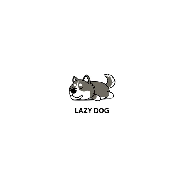 Lazy Dog Cute Siberian Husky Sleeping Icon Logo Design Vector — Stock Vector