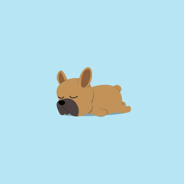 Chien Paresseux Mignonne Icône Sommeil Bouledogue Français Design Plat Illustration — Image vectorielle