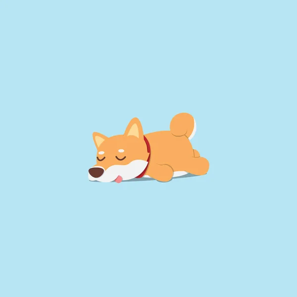 Perezoso Perro Lindo Shiba Inu Cachorro Durmiendo Icono Diseño Plano — Vector de stock