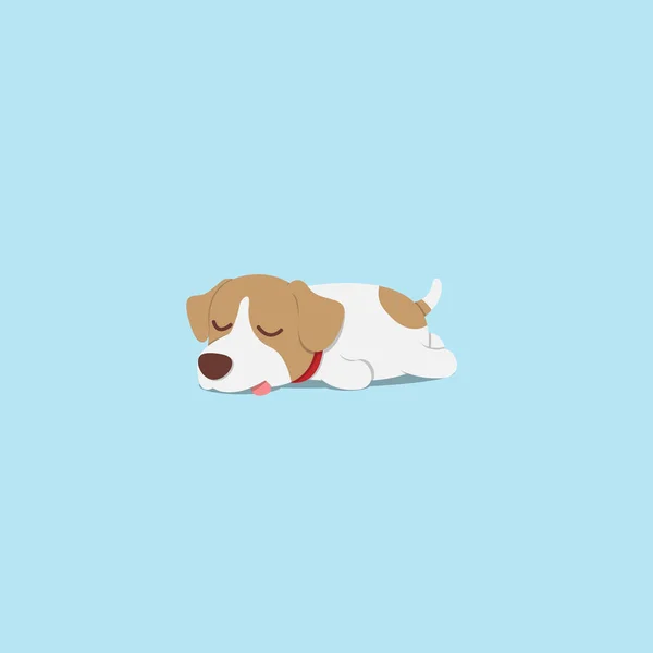 Lazy Dog Cute Jack Russell Puppy Sleeping Icon Flat Design — Stock Vector