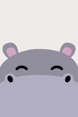 Komik su aygırı düz tasarım, vektör çizim yüz