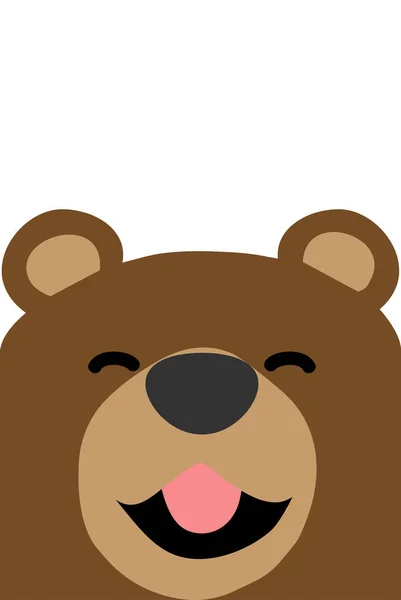 Улыбающийся Медведь Плоским Лицом Векторная Иллюстрация — стоковый вектор