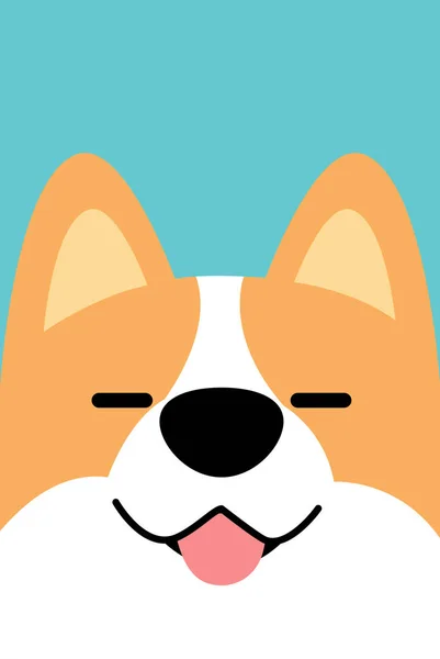 Χαμογελώντας Corgi Σκυλί Πρόσωπο Επίπεδη Σχεδίαση Διανυσματικά Εικονογράφηση — Διανυσματικό Αρχείο
