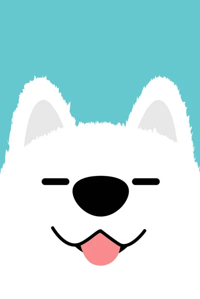 Χαμογελώντας Samoyed Σκυλί Πρόσωπο Επίπεδη Σχεδίαση Διανυσματικά Εικονογράφηση — Διανυσματικό Αρχείο