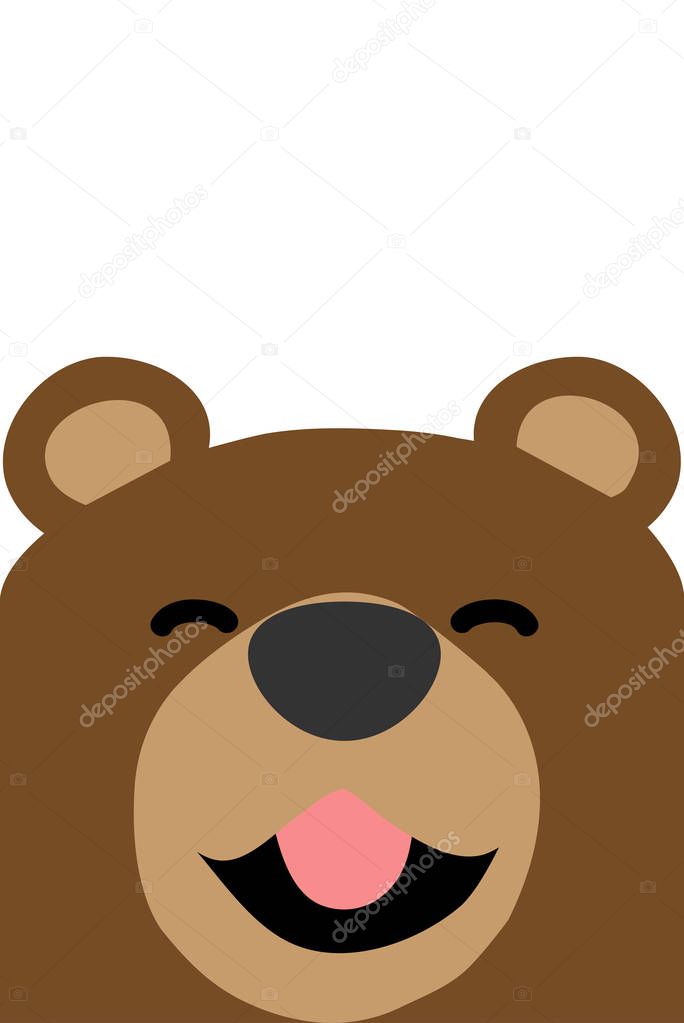 Smiling bear face flat design, vector illustration
