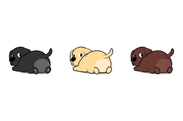 Niedlicher Labrador Retriever Welpe Liegend Und Rückblickend Vektorillustration — Stockvektor