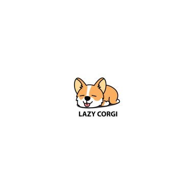 Kutsal kişilerin resmi, vektör çizim uyku tembel Galce corgi köpek yavrusu