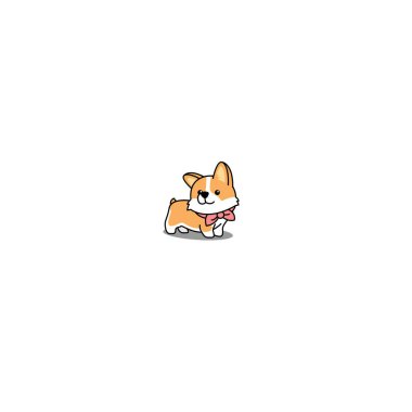 Tatlı Welsh corgi köpek çizgi film ikonu, vektör illüstrasyonu