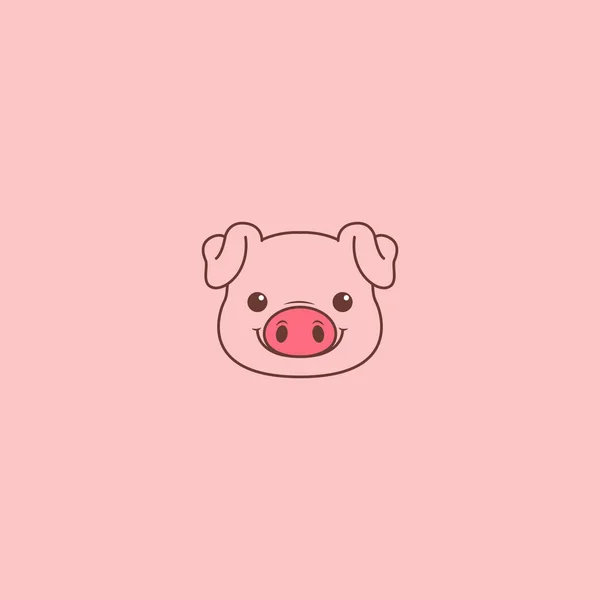 Cute Pig Face Cartoon Icon Vector Illustration — 스톡 벡터