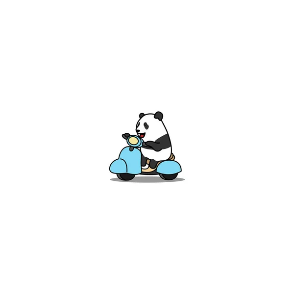 Scooter Karikatür Ikonu Üzerinde Şirin Panda Vektör Illüstrasyonu — Stok Vektör