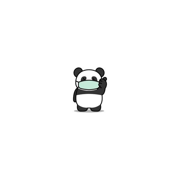Söt Panda Bär Medicinsk Mask Och Ger Tummen Upp Vektor — Stock vektor