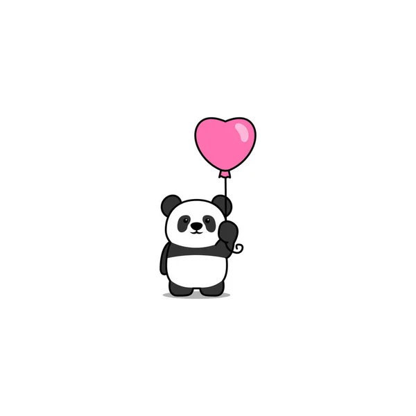 Cute Panda Heart Balloon Cartoon Icon Vector Illustration — Stock Vector