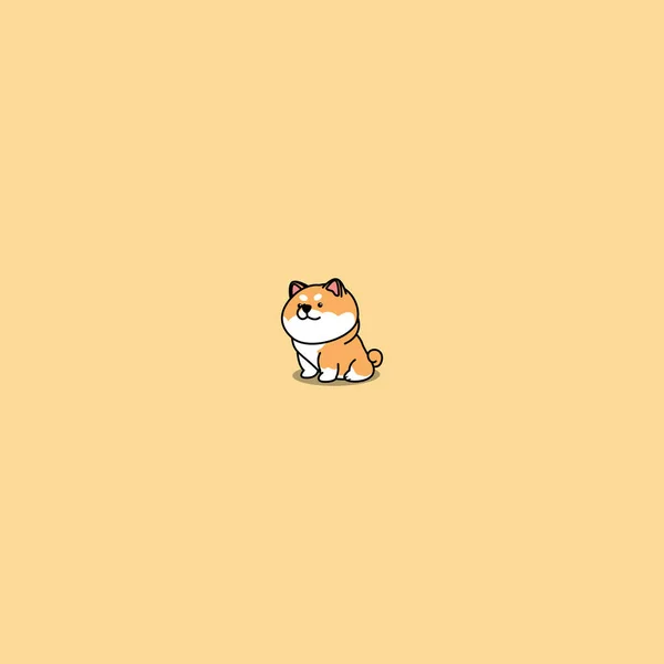 Mignon Shiba Inu Chien Assis Icône Dessin Animé Illustration Vectorielle — Image vectorielle