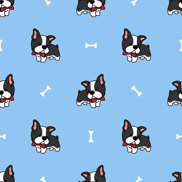 Cute Boston Terrier Puppy 바다없는 Illus — 스톡 벡터