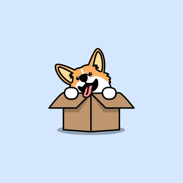 Rolig Walesisk Corgi Hund Lådan Vektor Illustration — Stock vektor