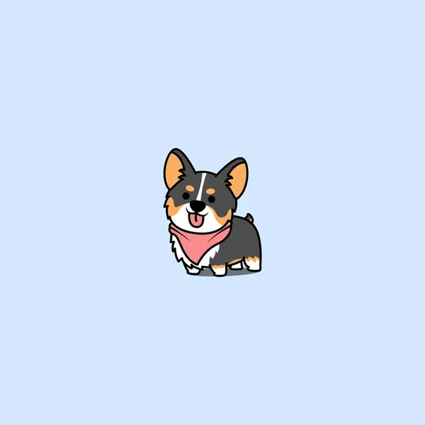 Cute Corgi Tricolor Dog Smiling Vector Illustration — Stock Vector
