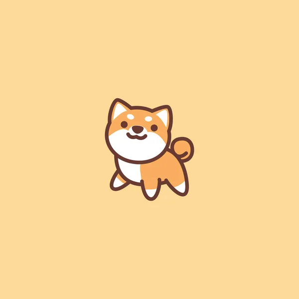 Schattige Shiba Inu Hond Cartoon Icoon Vector Illustratie — Stockvector