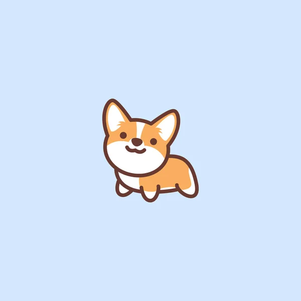 Lindo Pembroke Galés Corgi Perro Icono Dibujos Animados Vector Ilustración — Archivo Imágenes Vectoriales