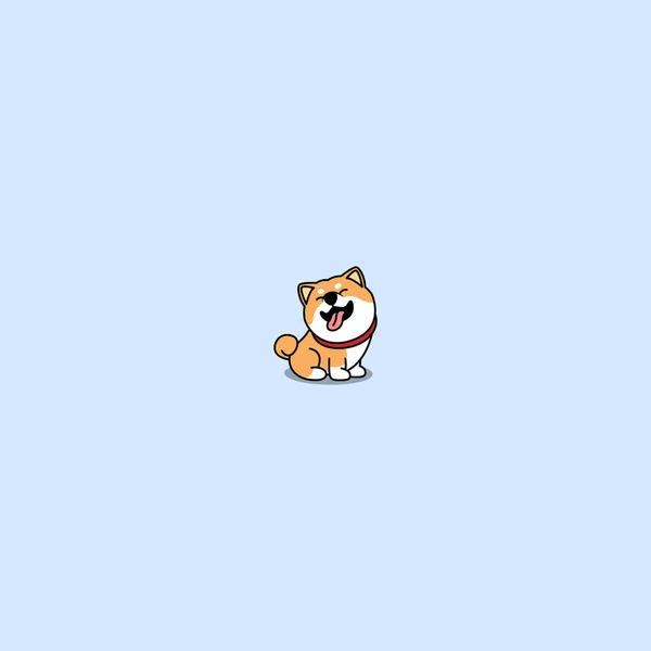 Grappige Shiba Inu Hond Zitten Glimlachen Cartoon Vector Illustratie — Stockvector