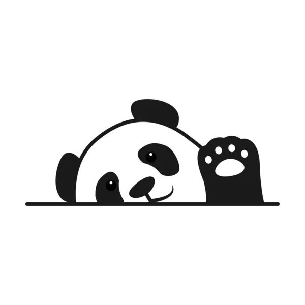 Baby panda waving paw cartoon, vector illustration