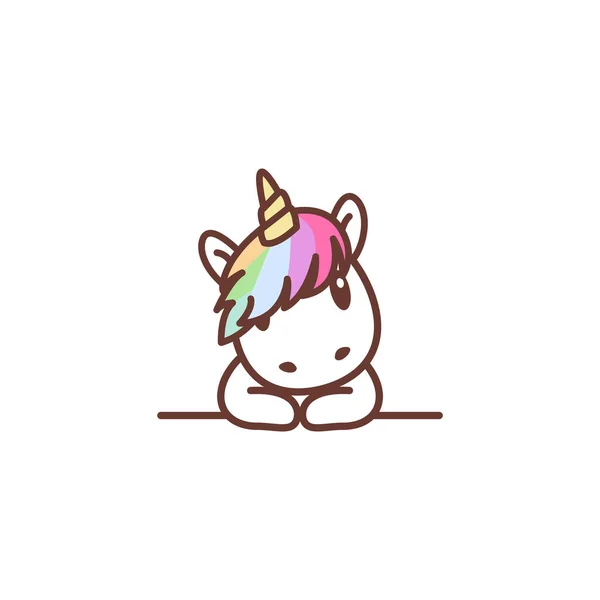 Cute Unicorn Wall Cartoon Vector Illustration — Stock Vector