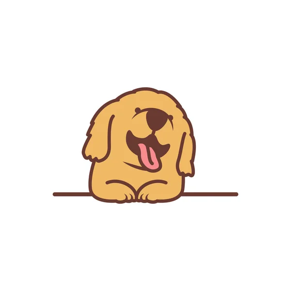 Cute Golden Retriever Cachorro Sonriendo Sobre Pared Dibujos Animados Vector — Archivo Imágenes Vectoriales